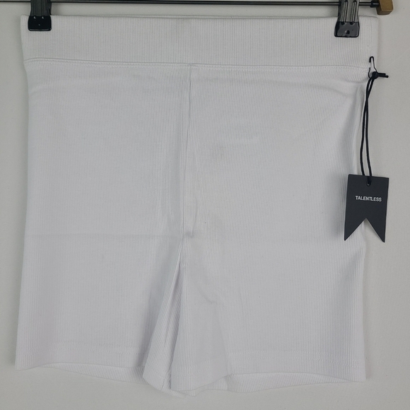 NEW TALENTLESS Women's 3" Bone Ribbed Biker Shorts Sz M Stretch $49 NWT - Picture 5 of 7